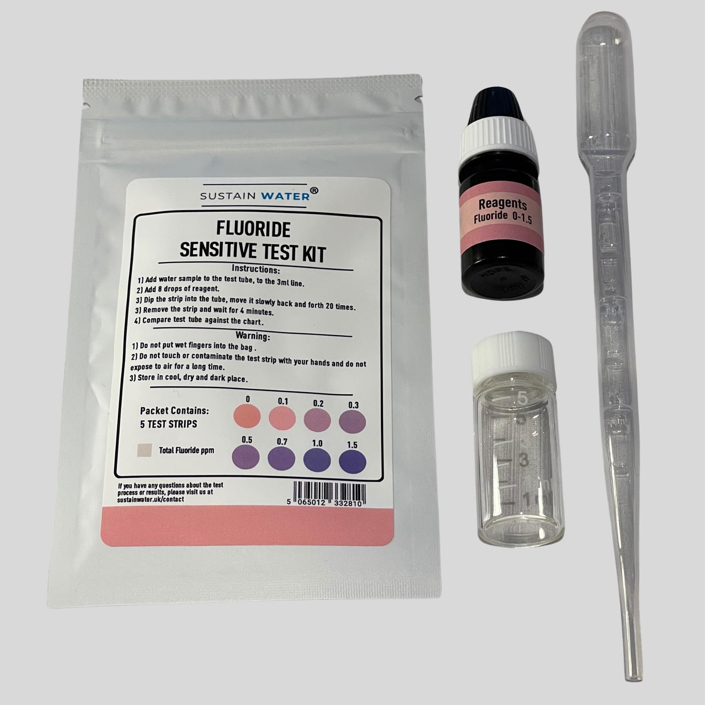 Drinking Water Test Kit for Fluoride, High Sensitivity Tap Water Testing Kit (Fluoride Test Kit)(5x Tests)