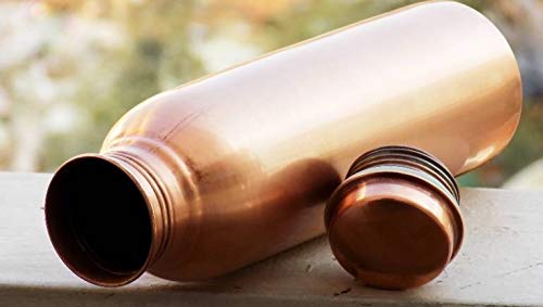 HOUSE OF COPPER 99.76%~ 100% Pure Copper Water Bottle, 1000ml, Golden, Reusable, Matt Finish, Antimicrobial Copper, Cycling, Hydration on the go, Sports, Adult, Plain