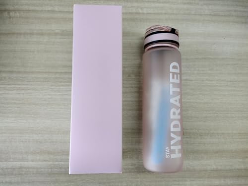 Sahara Sailor Leakproof Water Bottle 1L/500ML/750ML, Tritan BPA Free Motivational Sport Drinks Bottle with Clear Time Marker, Lock Cover, Easy Clean Brush, Durable for Gym, School, Cycling (1 Bottle)