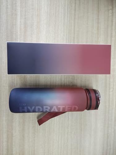 Sahara Sailor Leakproof Water Bottle 1L/500ML/750ML, Tritan BPA Free Motivational Sport Drinks Bottle with Clear Time Marker, Lock Cover, Easy Clean Brush, Durable for Gym, School, Cycling (1 Bottle)