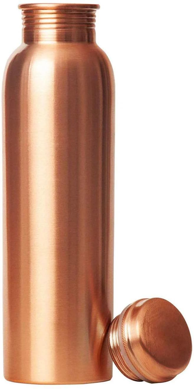 HOUSE OF COPPER 99.76%~ 100% Pure Copper Water Bottle, 1000ml, Golden, Reusable, Matt Finish, Antimicrobial Copper, Cycling, Hydration on the go, Sports, Adult, Plain