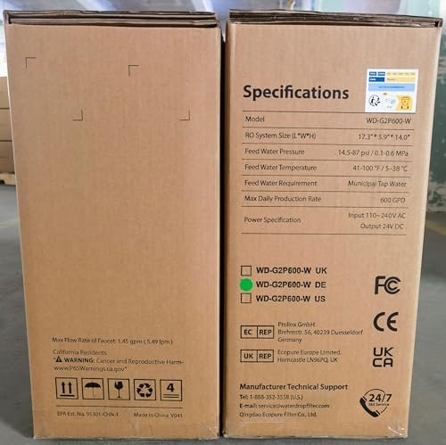 Waterdrop G3P600 Reverse Osmosis Water Filter, 600 GPD, Water Softener, Reduce TDS, Reduce Scale, Enhance the Flavor of Coffee and Tea, 2:1 Pure to Drain, Smart LED Faucet