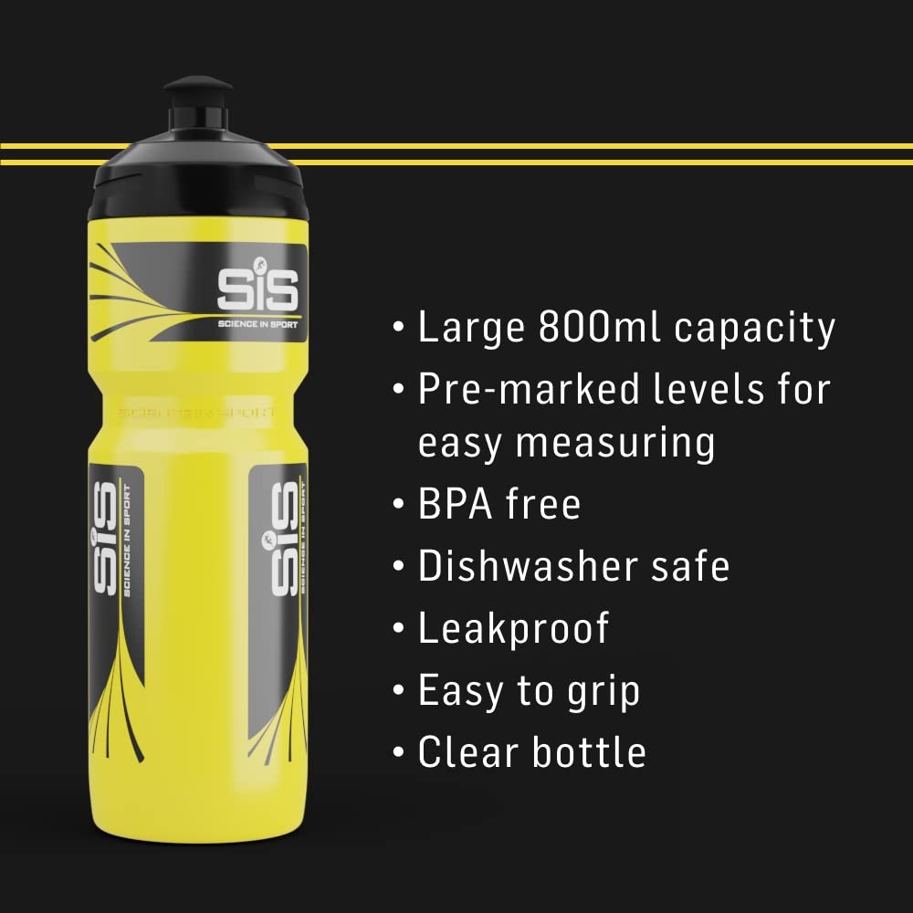 Science in Sport SIS Clear Sports Water Bottle, Plastic Water Bottle, Black Logo, Transparent Colour, 800 ml