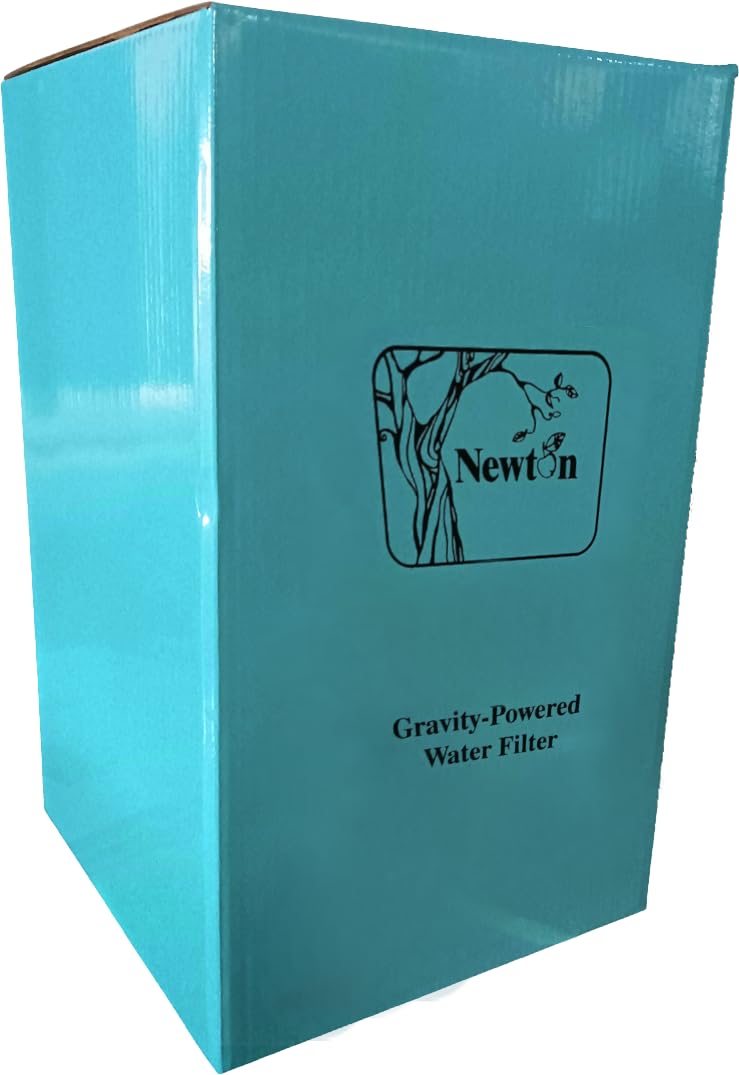 NEWTON Premium Gravity Water Filter System with Heavy Metal and Fluoride Removal | Reduces Limescale | 12L Capacity System with 2x Filter Candles, Stainless Steel Stand & Sight Glass Tap