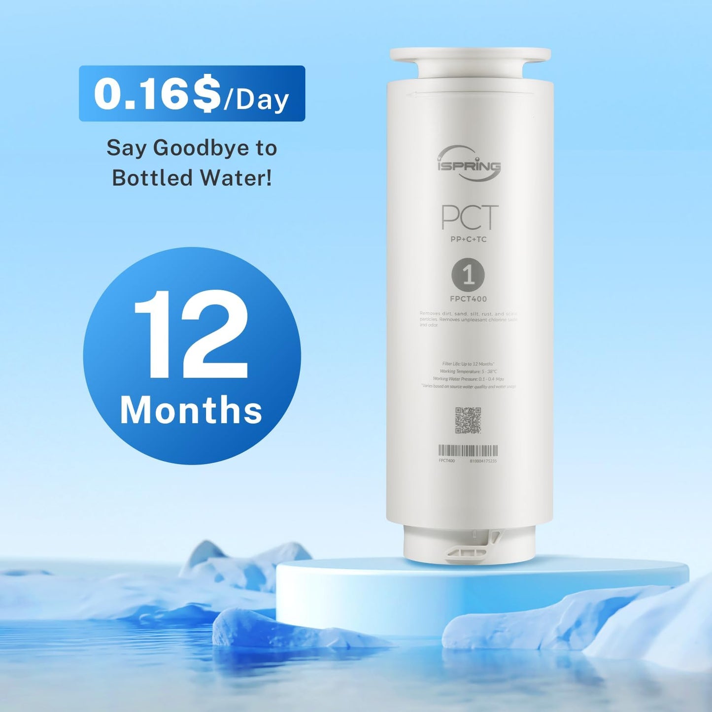 iSpring RO400 Reverse Osmosis System, Tankless Water Filtration System, 400 GPD Fast Flow Under Sink RO System with Brushed Nickel Faucet, 2.5:1 Pure to Drain Ratio, TDS Reduction, White