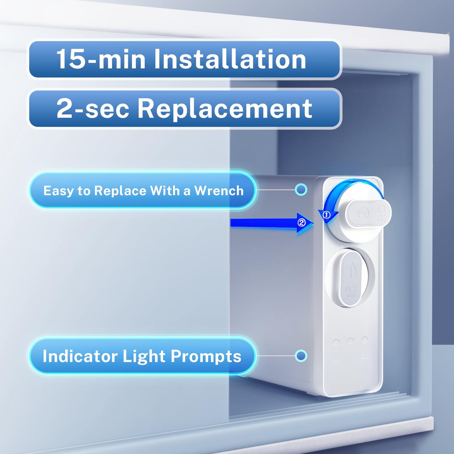 iSpring RO400 Reverse Osmosis System, Tankless Water Filtration System, 400 GPD Fast Flow Under Sink RO System with Brushed Nickel Faucet, 2.5:1 Pure to Drain Ratio, TDS Reduction, White