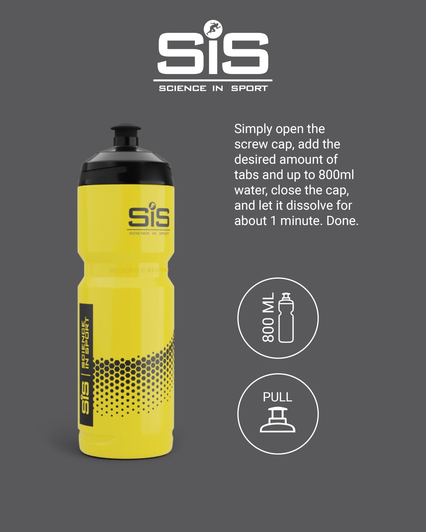 Science in Sport SIS Clear Sports Water Bottle, Plastic Water Bottle, Black Logo, Transparent Colour, 800 ml