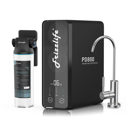 Frizzlife RO Reverse Osmosis Water Filtration System - 1200 GPD Fast Flow Under Sink RO Water Filter, 11-Stage Tankless, 3:1 Pure to Drain, Reduces TDS PFAS, Compact, Easy Install, PD1200