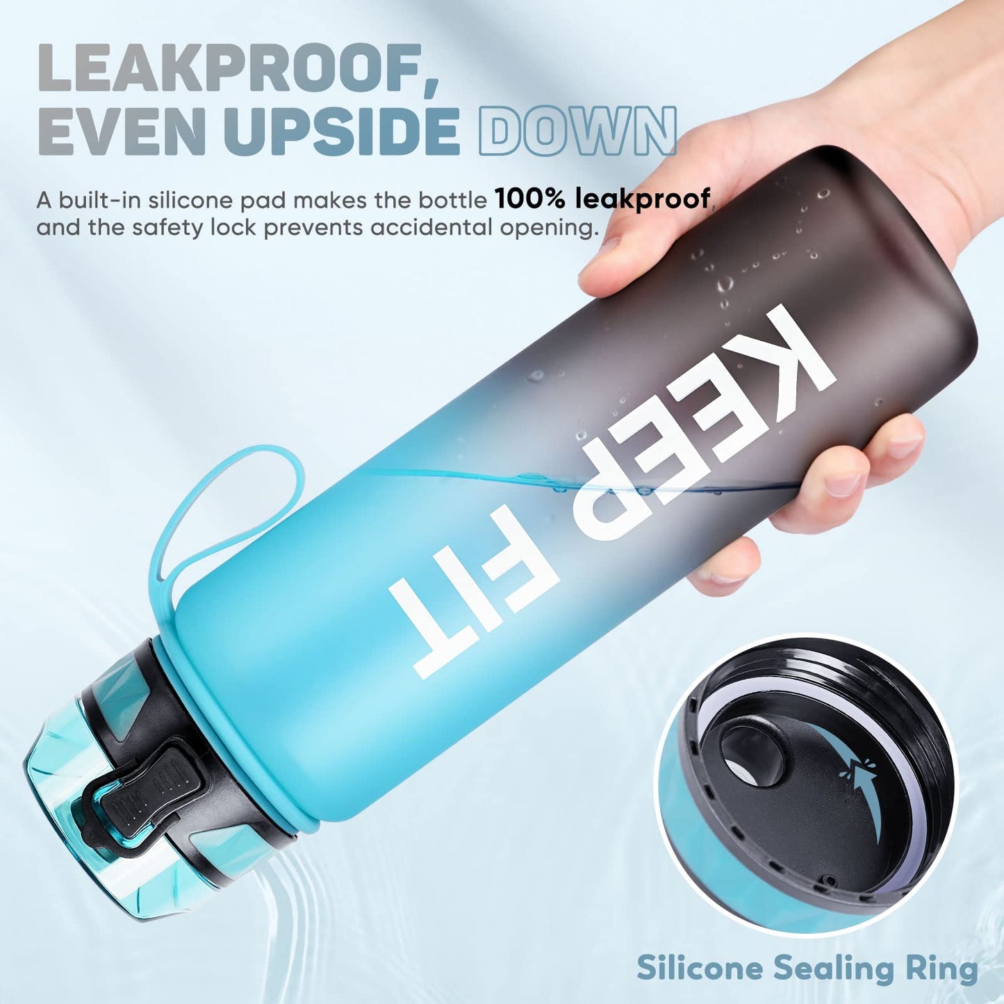 FULDENT Sports Water Bottle 1L Leakproof Design Water Bottle, BPA Free Tritan Plastic Drinking Bottle for Teenager, Adult, Sports, Hiking, Gym, Fitness, Outdoor, Cycling, School & Office