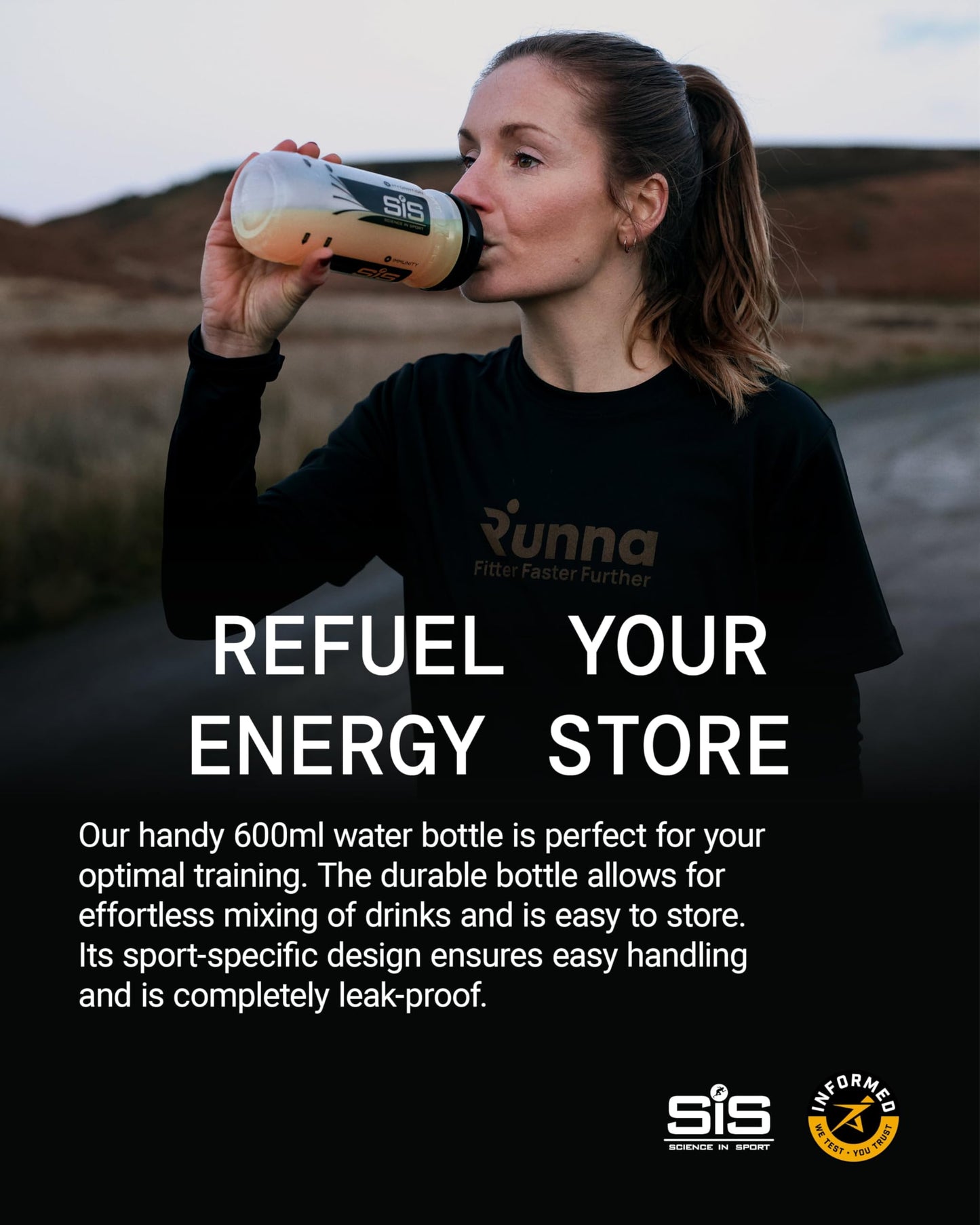 Science in Sport SIS Clear Sports Water Bottle, Plastic Water Bottle, Black Logo, Transparent Colour, 800 ml