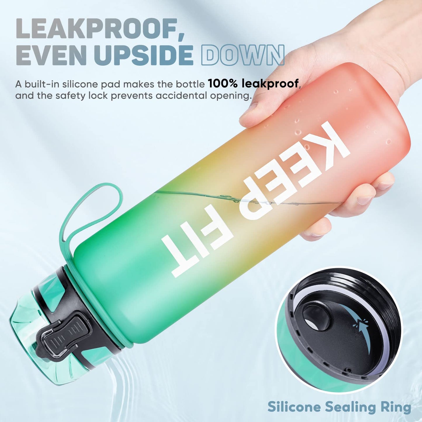 FULDENT Sports Water Bottle 1L Leakproof Design Water Bottle, BPA Free Tritan Plastic Drinking Bottle for Teenager, Adult, Sports, Hiking, Gym, Fitness, Outdoor, Cycling, School & Office