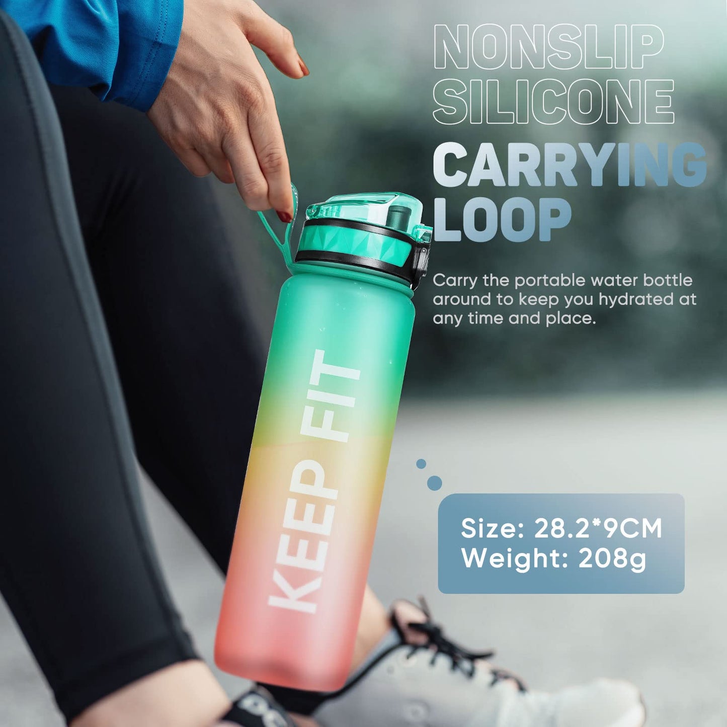 FULDENT Sports Water Bottle 1L Leakproof Design Water Bottle, BPA Free Tritan Plastic Drinking Bottle for Teenager, Adult, Sports, Hiking, Gym, Fitness, Outdoor, Cycling, School & Office