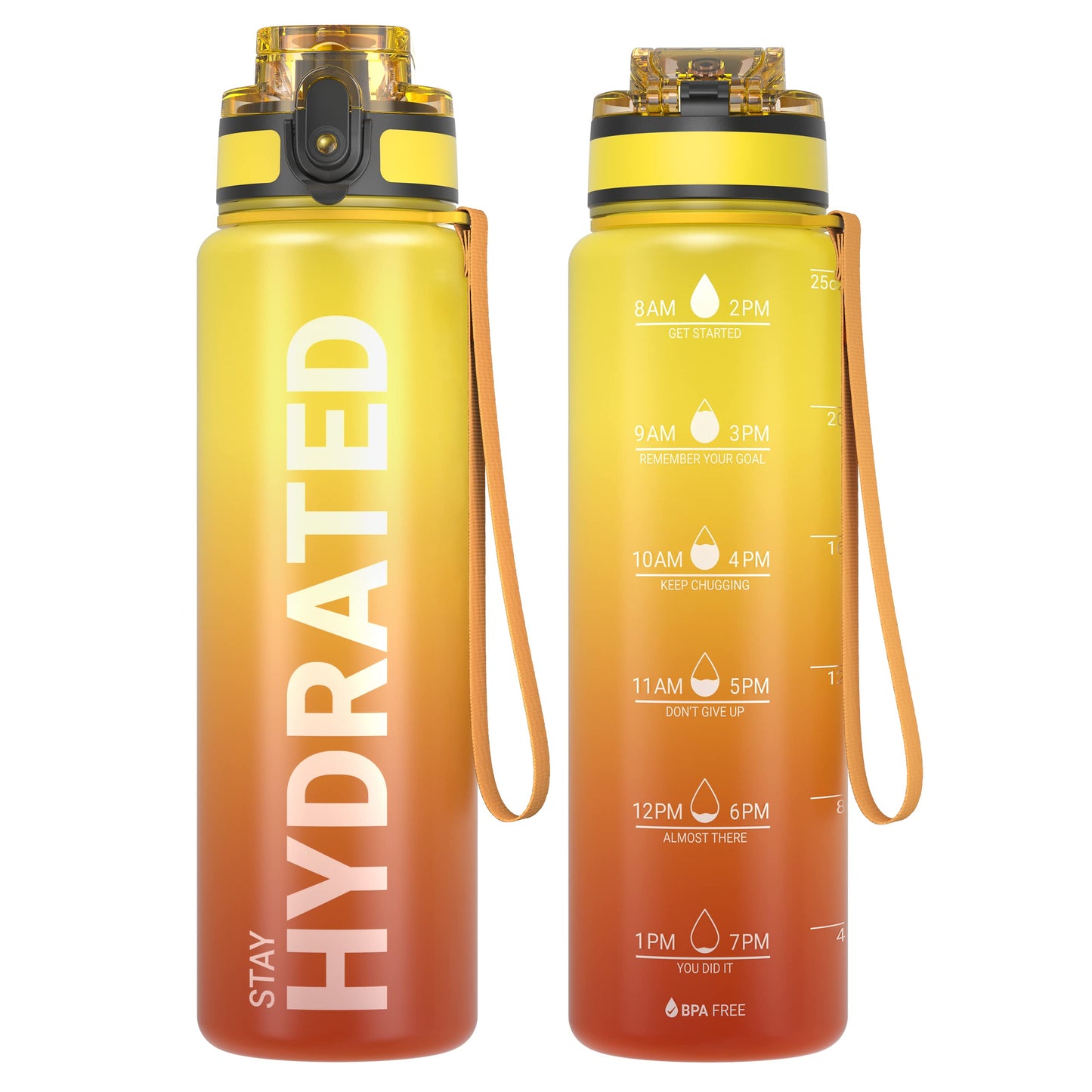 Sahara Sailor Leakproof Water Bottle 1L/500ML/750ML, Tritan BPA Free Motivational Sport Drinks Bottle with Clear Time Marker, Lock Cover, Easy Clean Brush, Durable for Gym, School, Cycling (1 Bottle)