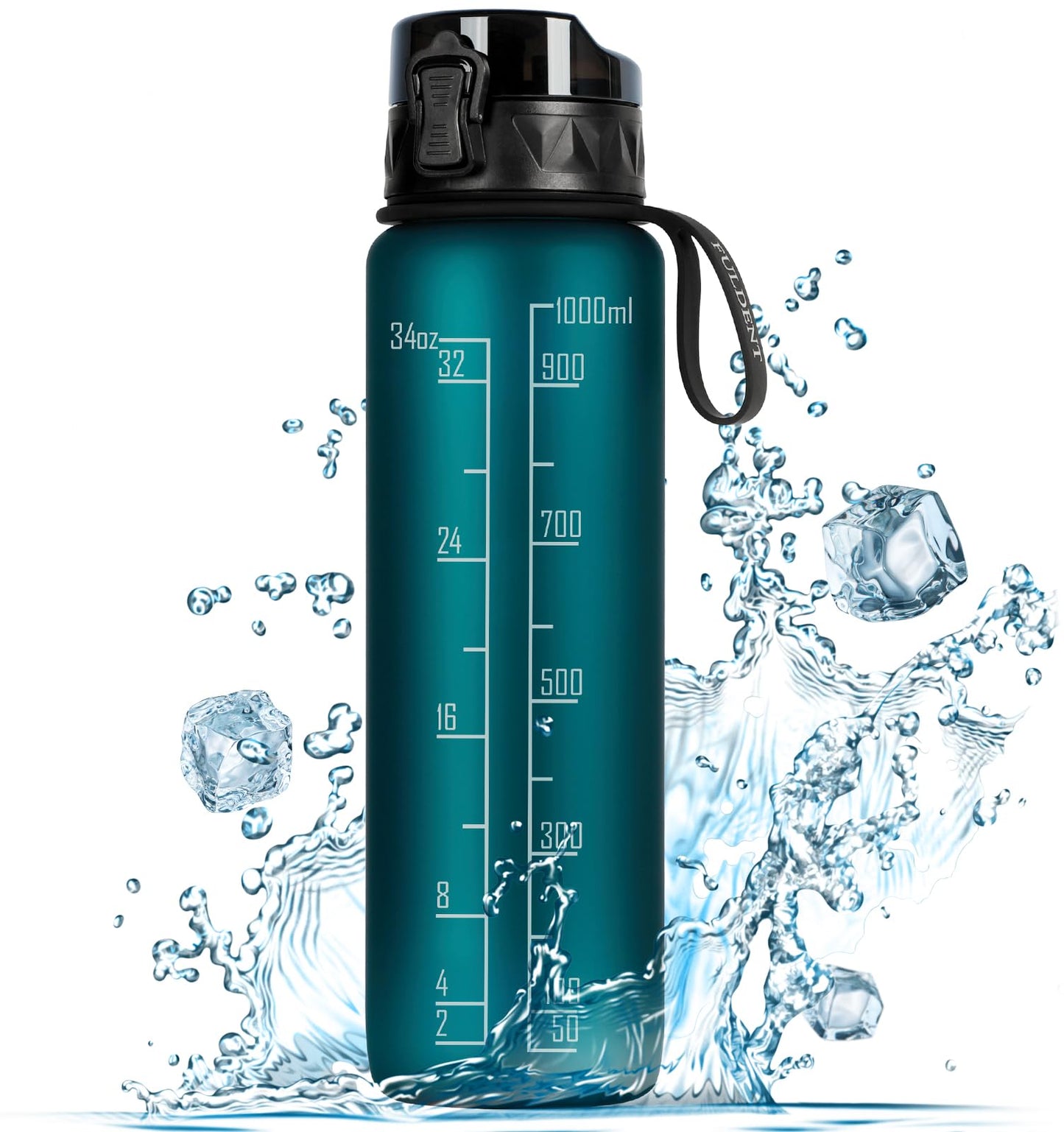 FULDENT Sports Water Bottle 1L Leakproof Design Water Bottle, BPA Free Tritan Plastic Drinking Bottle for Teenager, Adult, Sports, Hiking, Gym, Fitness, Outdoor, Cycling, School & Office