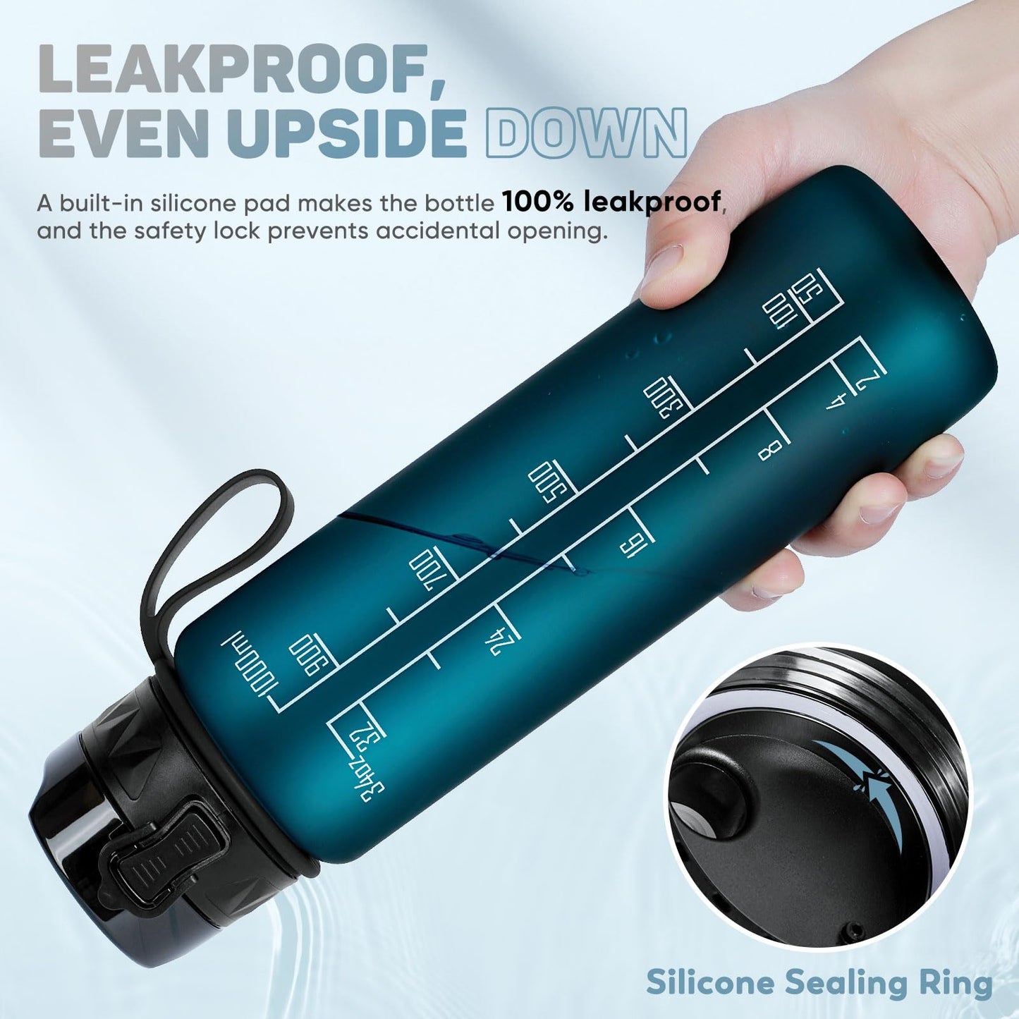 FULDENT Sports Water Bottle 1L Leakproof Design Water Bottle, BPA Free Tritan Plastic Drinking Bottle for Teenager, Adult, Sports, Hiking, Gym, Fitness, Outdoor, Cycling, School & Office