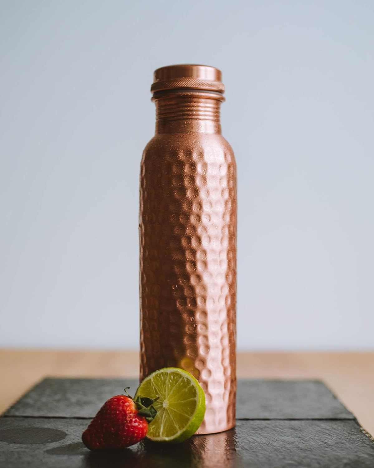 Kosdeg Hammered Copper Water Bottle 1 Liter / 34 Oz Extra Large - an Ayurvedic Pure Copper Vessel - Drink More Water, Lower Your Sugar Intake and Enjoy The Health Benefits Immediately