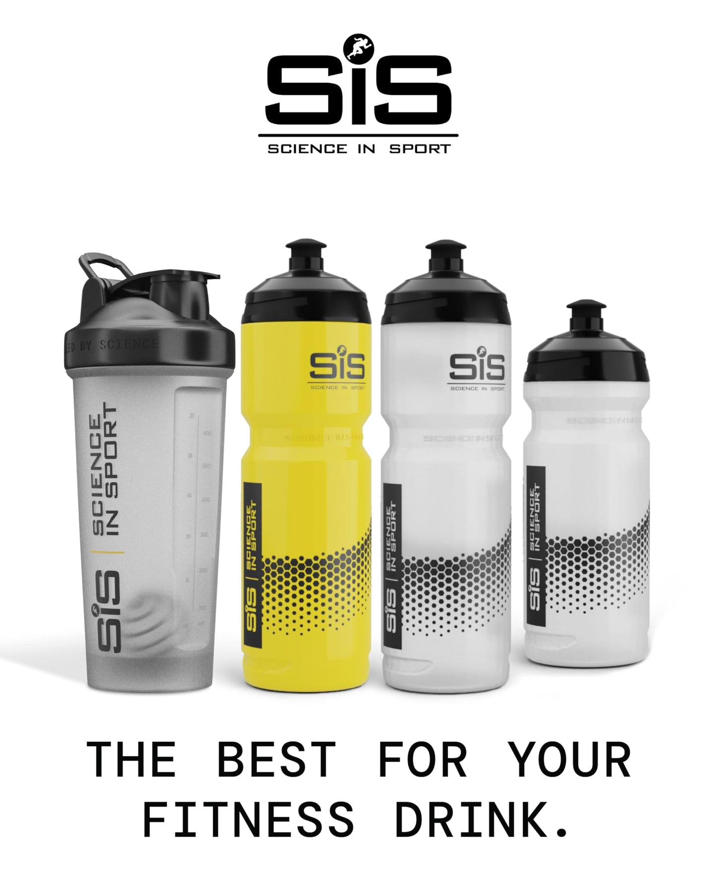 Science in Sport SIS Clear Sports Water Bottle, Plastic Water Bottle, Black Logo, Transparent Colour, 800 ml
