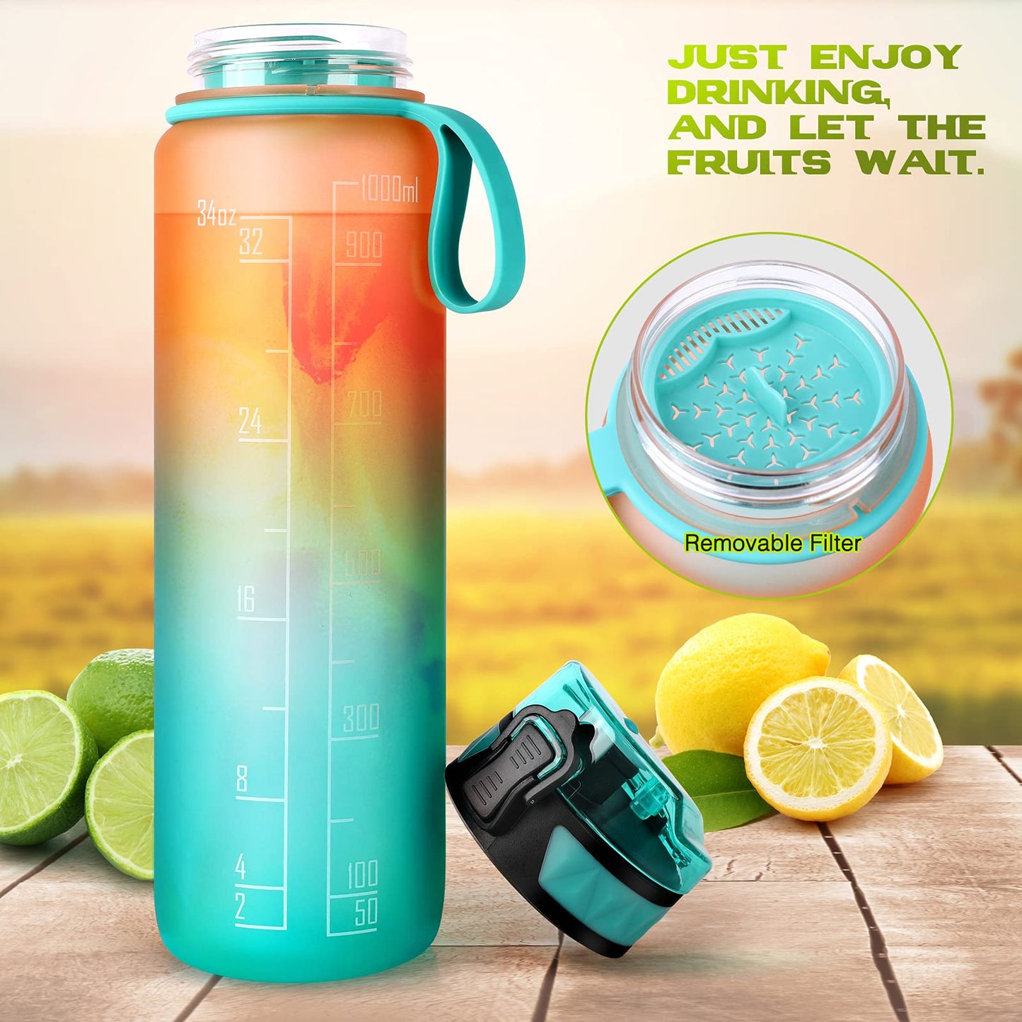 FULDENT Sports Water Bottle 1L Leakproof Design Water Bottle, BPA Free Tritan Plastic Drinking Bottle for Teenager, Adult, Sports, Hiking, Gym, Fitness, Outdoor, Cycling, School & Office