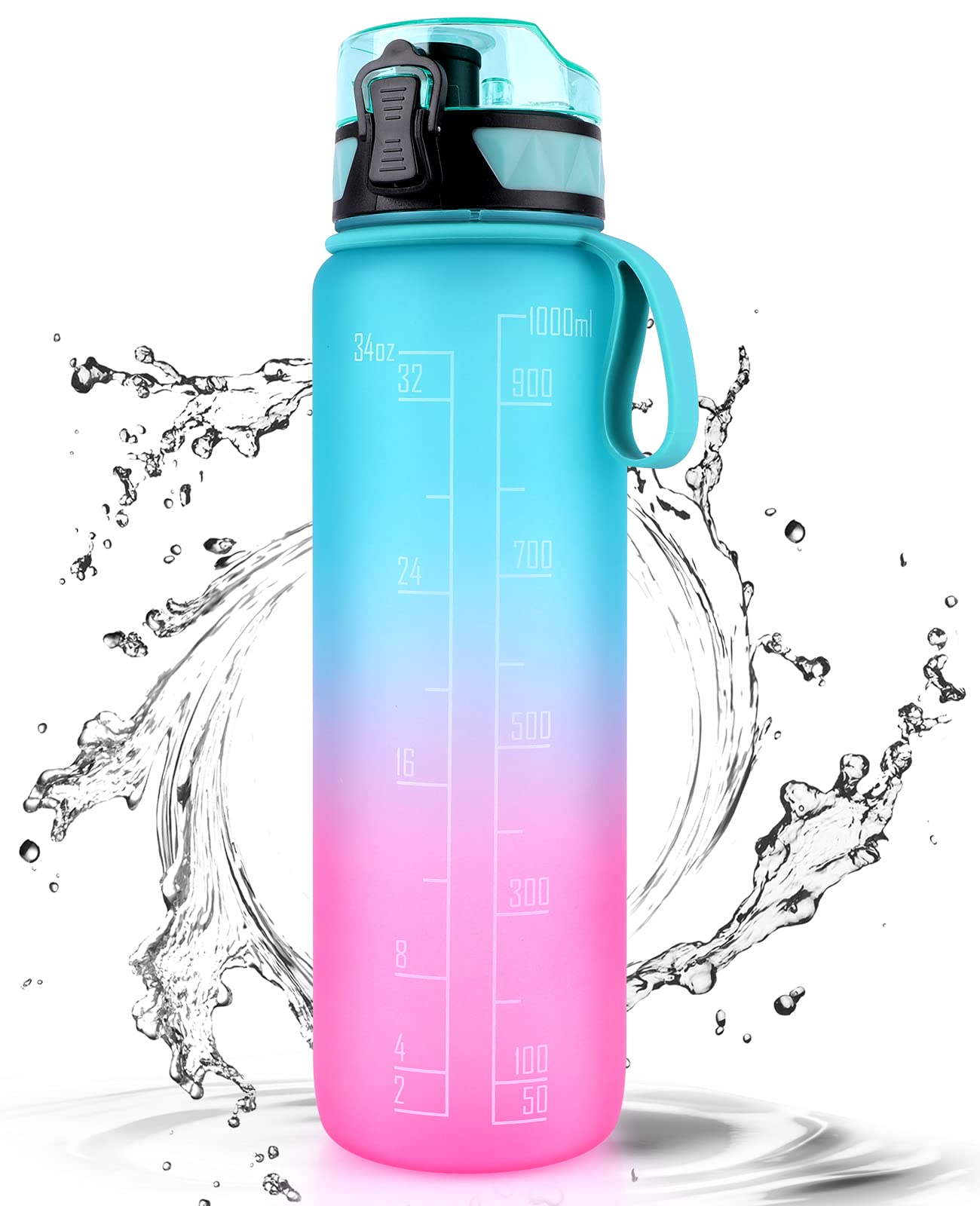 FULDENT Sports Water Bottle 1L Leakproof Design Water Bottle, BPA Free Tritan Plastic Drinking Bottle for Teenager, Adult, Sports, Hiking, Gym, Fitness, Outdoor, Cycling, School & Office