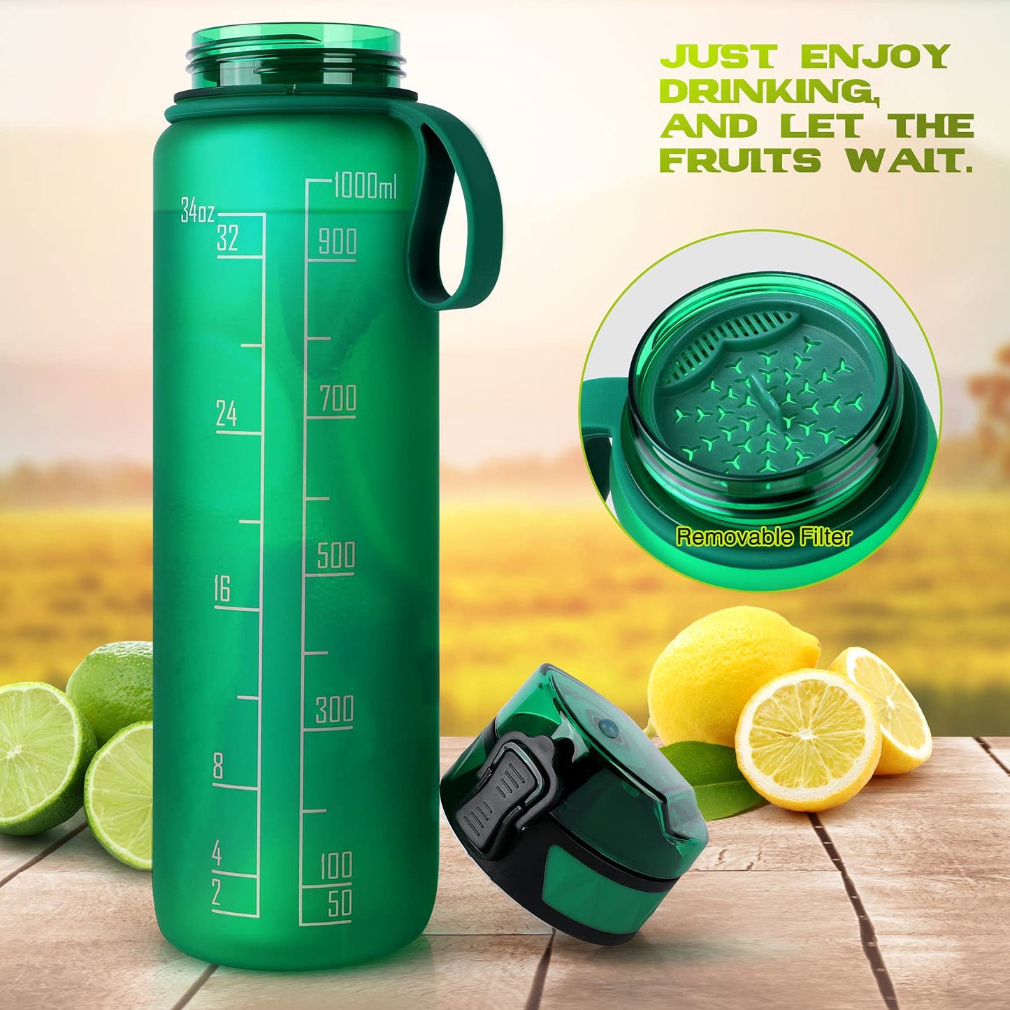 FULDENT Sports Water Bottle 1L Leakproof Design Water Bottle, BPA Free Tritan Plastic Drinking Bottle for Teenager, Adult, Sports, Hiking, Gym, Fitness, Outdoor, Cycling, School & Office