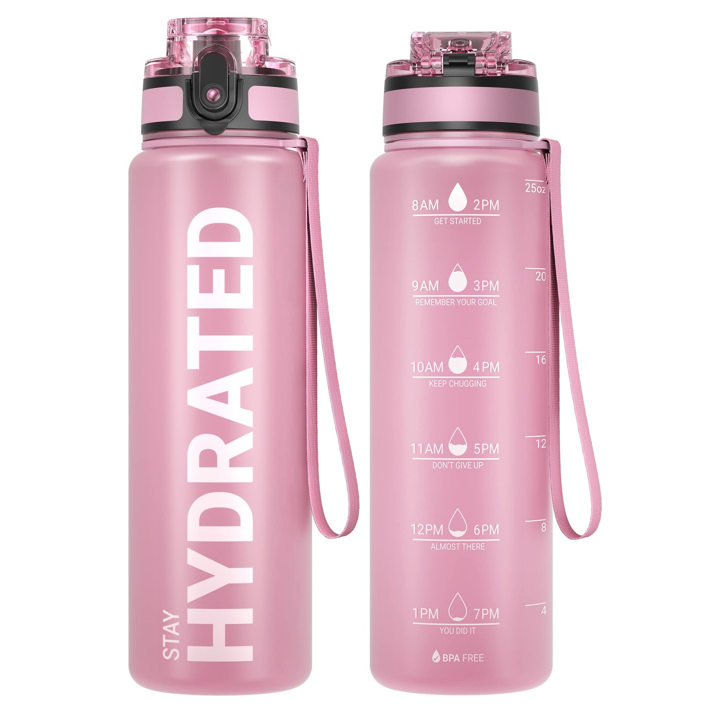 Sahara Sailor Leakproof Water Bottle 1L/500ML/750ML, Tritan BPA Free Motivational Sport Drinks Bottle with Clear Time Marker, Lock Cover, Easy Clean Brush, Durable for Gym, School, Cycling (1 Bottle)