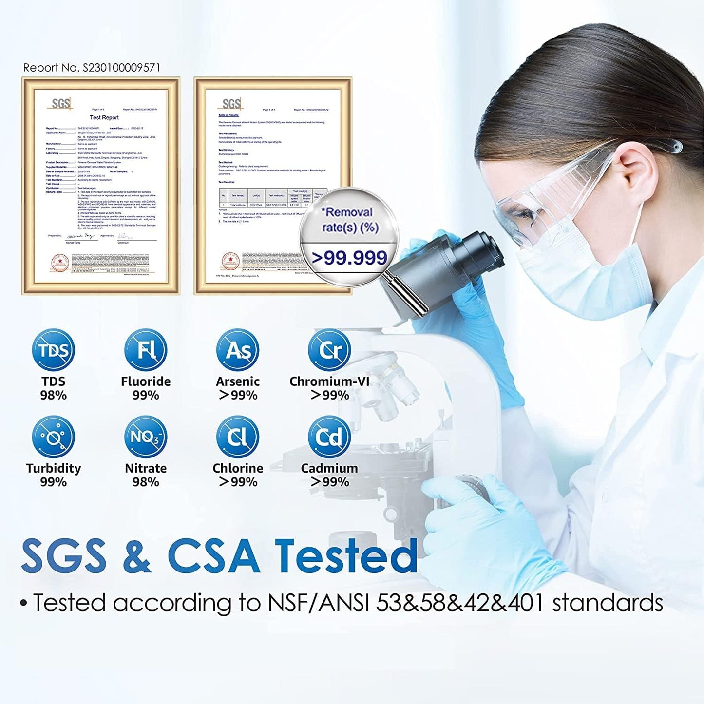 Waterdrop G3P600 Reverse Osmosis Water Filter, 600 GPD, Water Softener, Reduce TDS, Reduce Scale, Enhance the Flavor of Coffee and Tea, 2:1 Pure to Drain, Smart LED Faucet