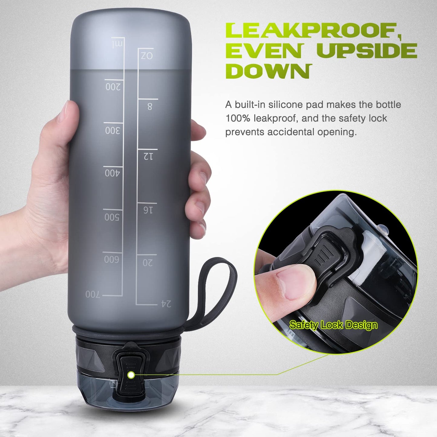 FULDENT Sports Water Bottle 1L Leakproof Design Water Bottle, BPA Free Tritan Plastic Drinking Bottle for Teenager, Adult, Sports, Hiking, Gym, Fitness, Outdoor, Cycling, School & Office