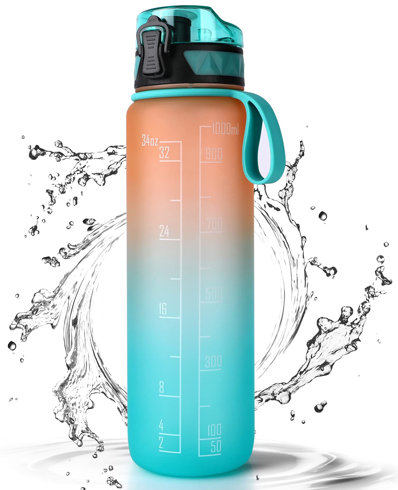 FULDENT Sports Water Bottle 1L Leakproof Design Water Bottle, BPA Free Tritan Plastic Drinking Bottle for Teenager, Adult, Sports, Hiking, Gym, Fitness, Outdoor, Cycling, School & Office