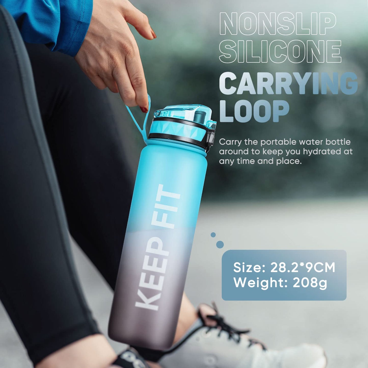 FULDENT Sports Water Bottle 1L Leakproof Design Water Bottle, BPA Free Tritan Plastic Drinking Bottle for Teenager, Adult, Sports, Hiking, Gym, Fitness, Outdoor, Cycling, School & Office