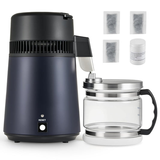 CO-Z 4L Water Distiller, 1.1 Gallon Countertop Distilled Water Machine with Glass Pot, 750W Distilled Water Maker for Pure Water, 304 Stainless Steel Water Distiller Machine for Home Office Travel