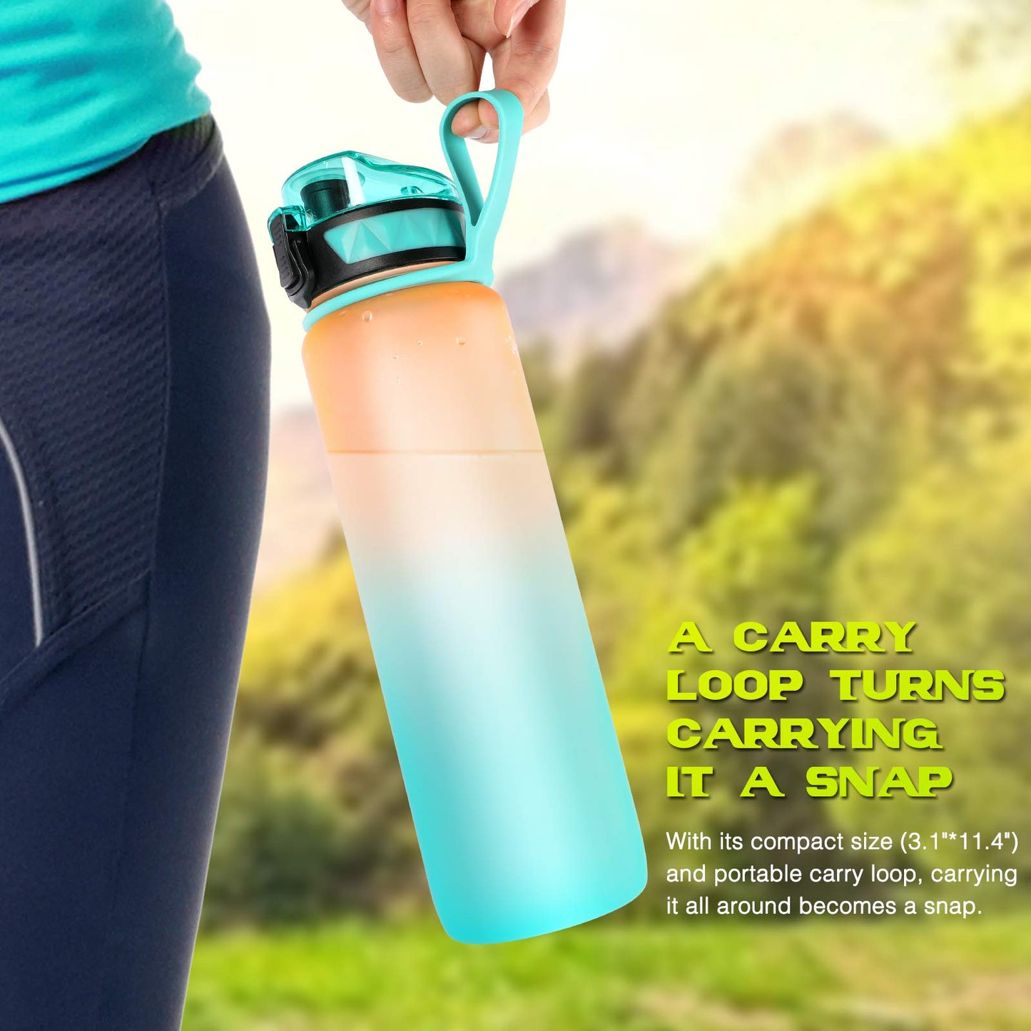 FULDENT Sports Water Bottle 1L Leakproof Design Water Bottle, BPA Free Tritan Plastic Drinking Bottle for Teenager, Adult, Sports, Hiking, Gym, Fitness, Outdoor, Cycling, School & Office