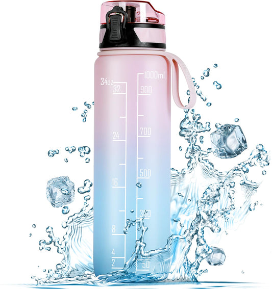 FULDENT Sports Water Bottle 1L Leakproof Design Water Bottle, BPA Free Tritan Plastic Drinking Bottle for Teenager, Adult, Sports, Hiking, Gym, Fitness, Outdoor, Cycling, School & Office