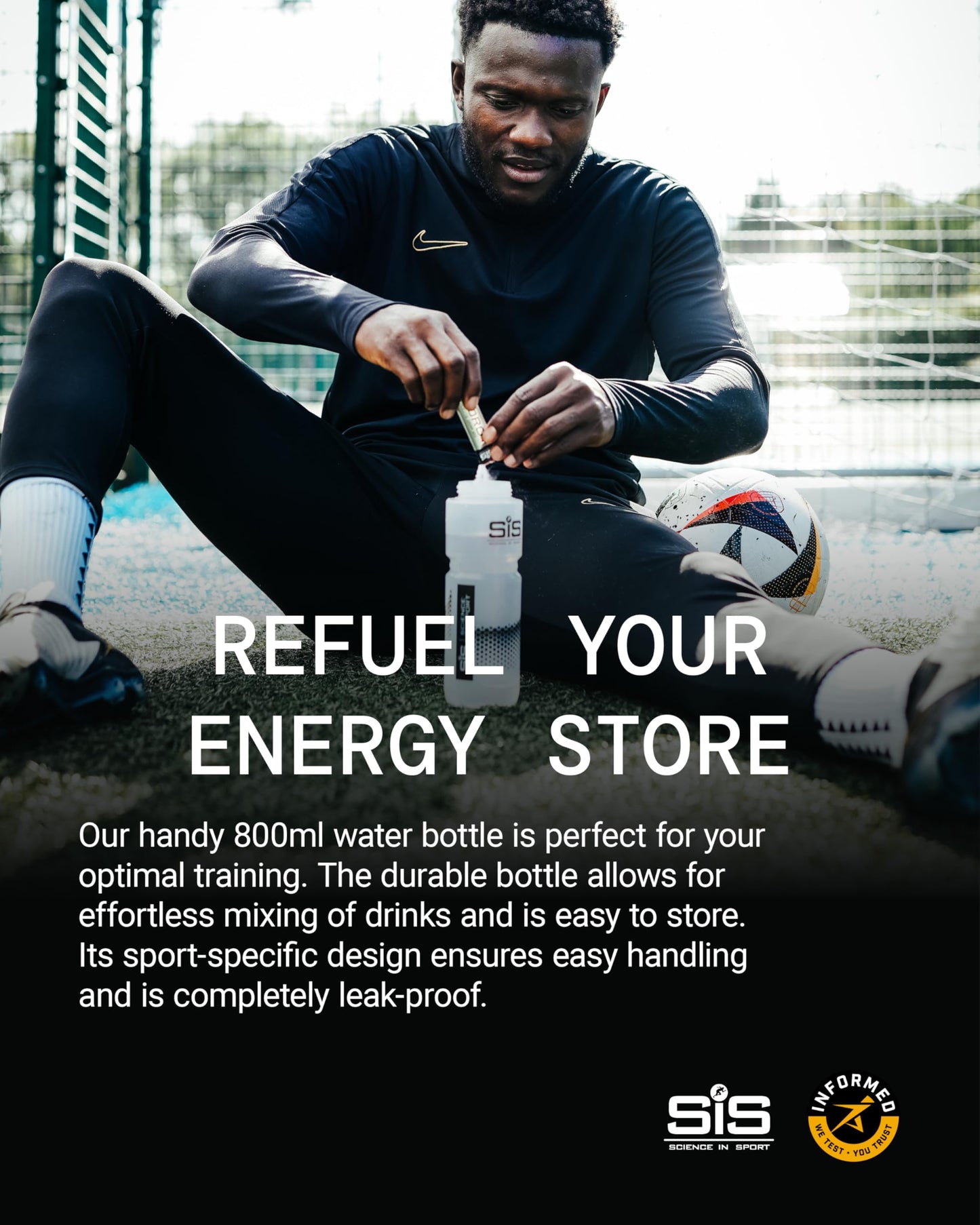 Science in Sport SIS Clear Sports Water Bottle, Plastic Water Bottle, Black Logo, Transparent Colour, 800 ml