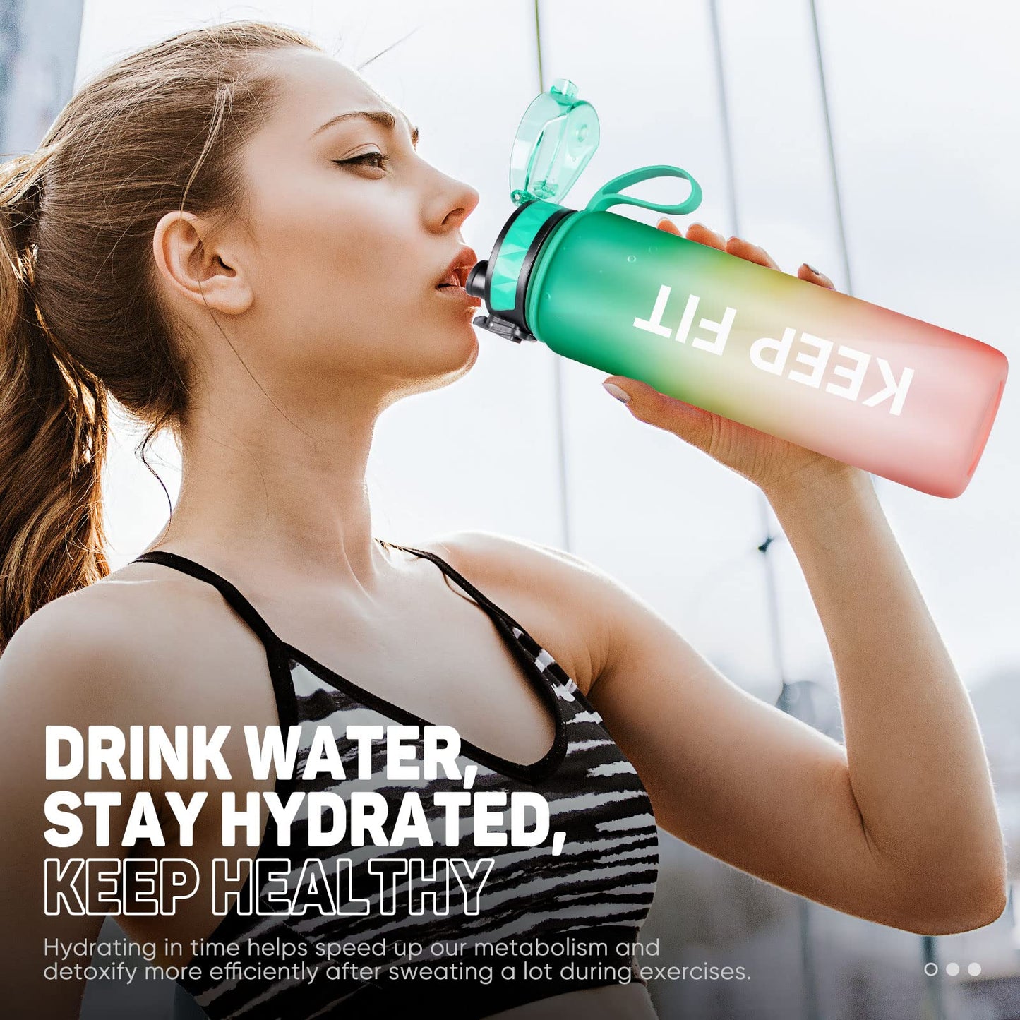 FULDENT Sports Water Bottle 1L Leakproof Design Water Bottle, BPA Free Tritan Plastic Drinking Bottle for Teenager, Adult, Sports, Hiking, Gym, Fitness, Outdoor, Cycling, School & Office